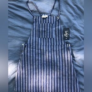 NWT Overall Striped Denim Dress